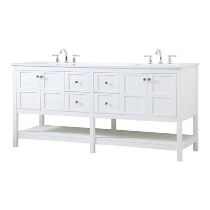 Elegant Decor Theo 72" Steel and Solid Wood Double Bathroom Vanity in Gray
