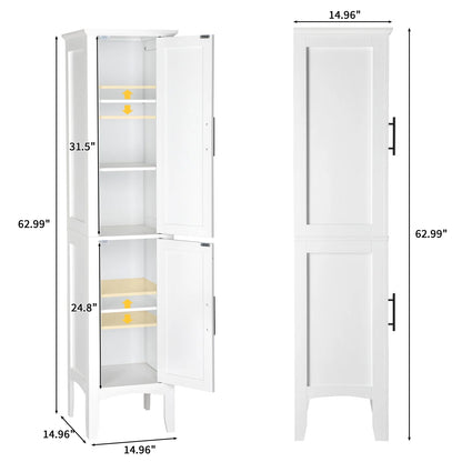 Ktaxon Bathroom Storage Cabinet Narrow Tall, Freestanding Cabinet Storage Tower with 2 Door, White