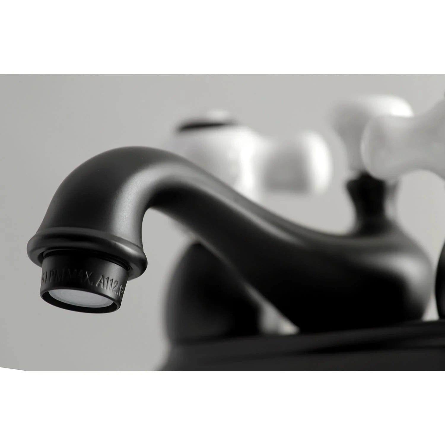 Kingston Brass Restoration Two-Handle 3-Hole Deck Mount 4 in. Centerset Bathroom Faucet Matte Black Matte
