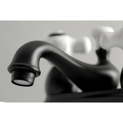 Kingston Brass Restoration Two-Handle 3-Hole Deck Mount 4 in. Centerset Bathroom Faucet Matte Black Matte