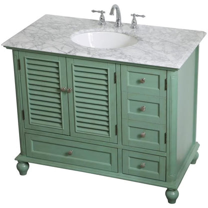Elegant Decor Rhodes 42" Coastal Solid Wood Single Bathroom Vanity in Blue