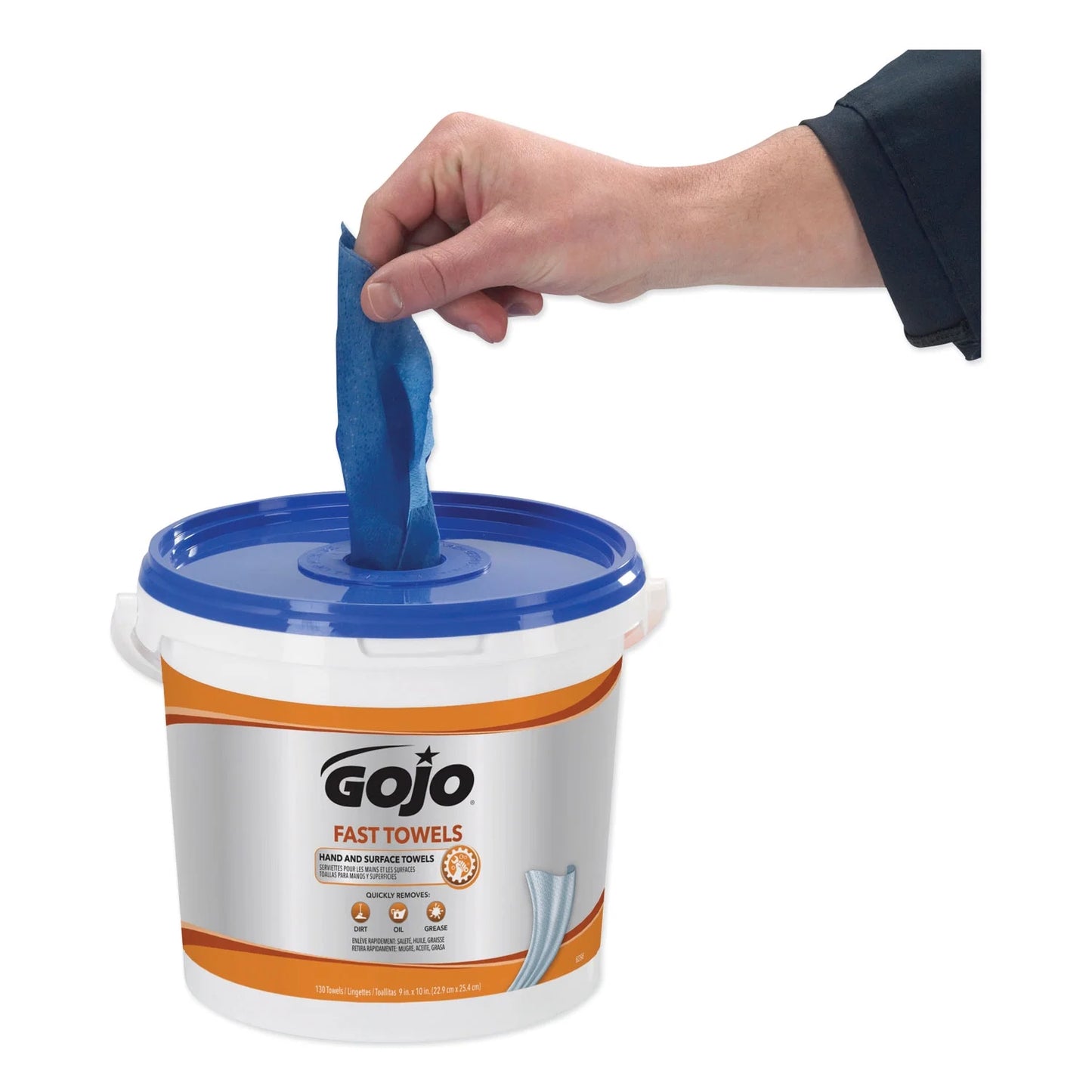 FAST TOWELS Hand Cleaning Towels, 7 3/4 x 11, 130/Bucket, 4 Buckets/Carton - GOJ6298