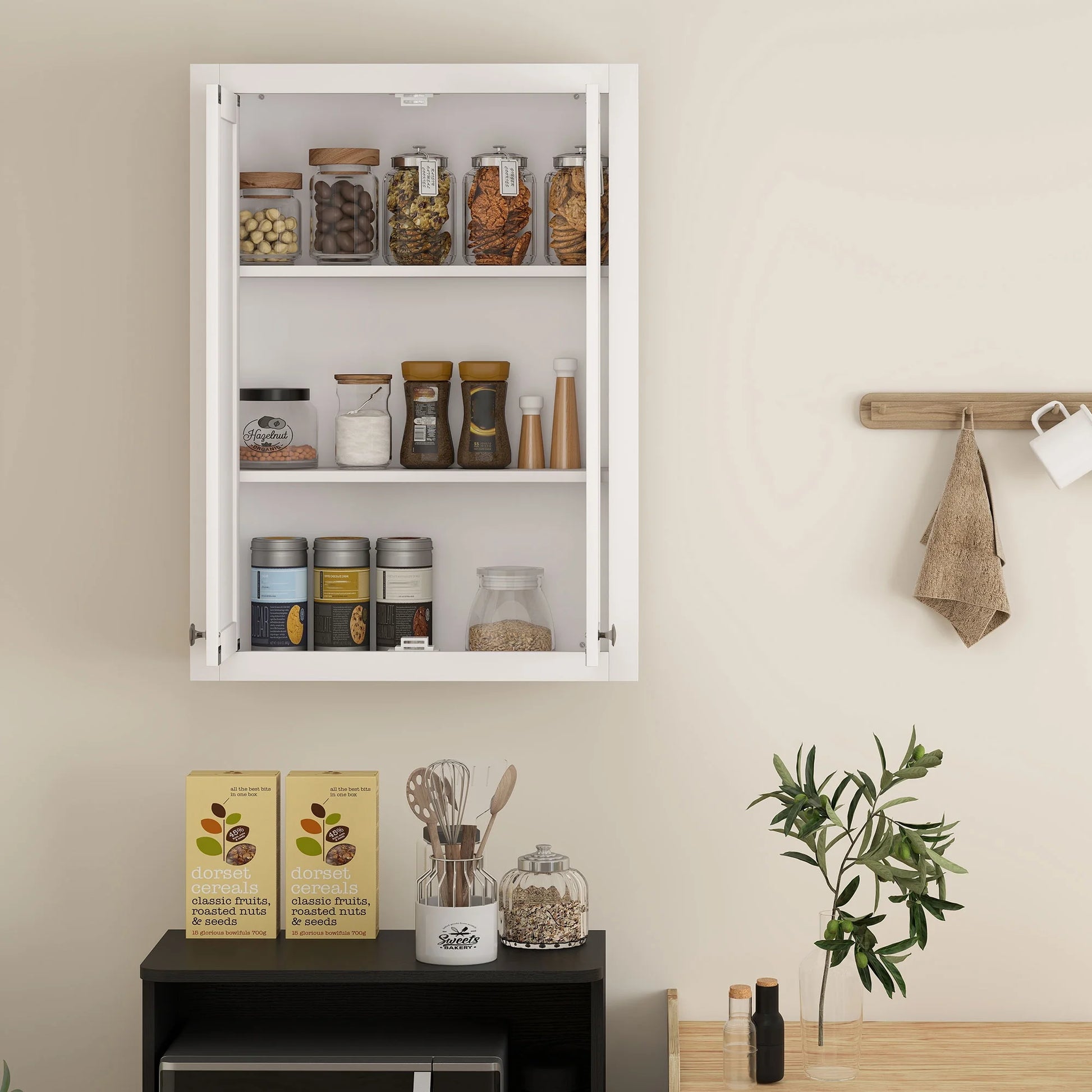 HOMCOM Bathroom Wall Cabinet Medicine Cabinet with Adjustable Shelves White