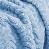 Exclusivo Mezcla Large Flannel Fleece Throw Blanket, 50x70 Inches Soft Jacquard Weave Wave Pattern Blanket for Couch, Cozy, Warm, Lightweight and Decorative Baby Blue Blanket