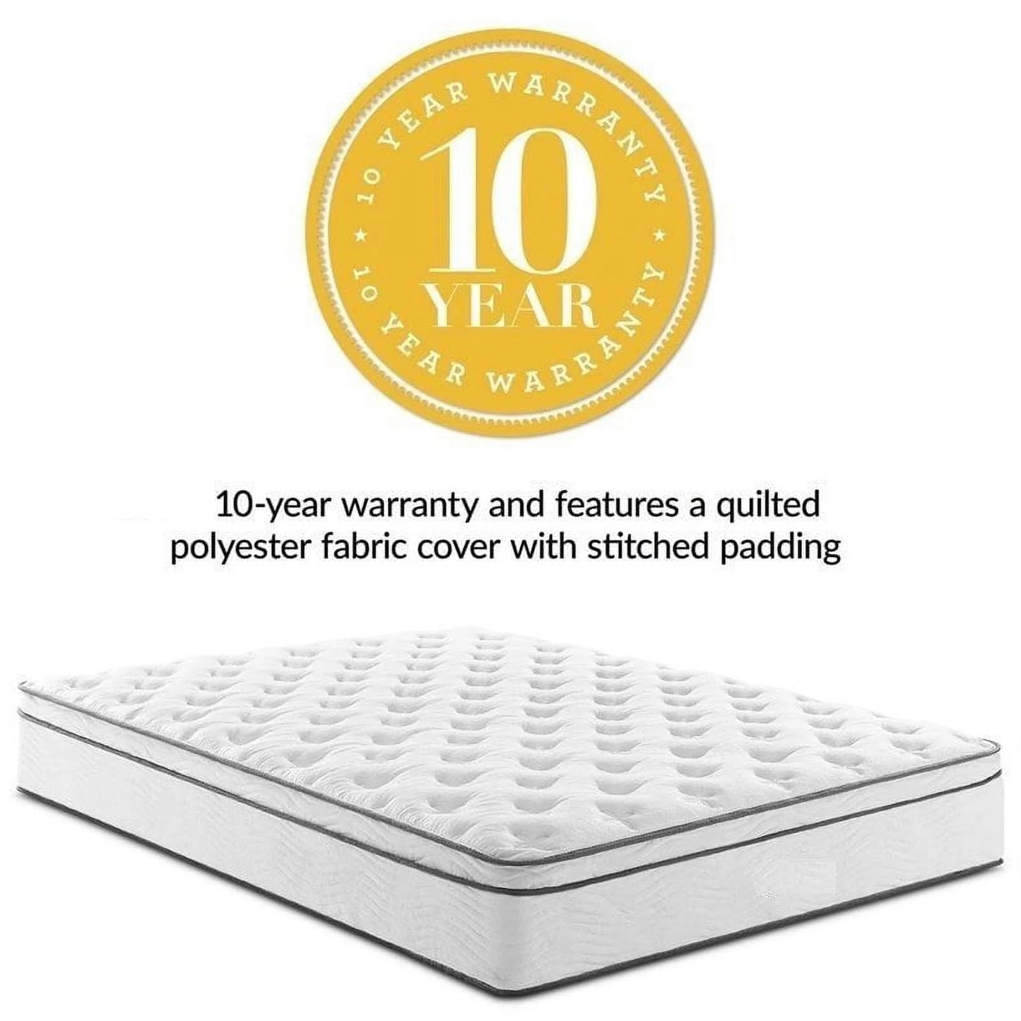 Allora 14" Twin Quilted Innerspring Mattress in White