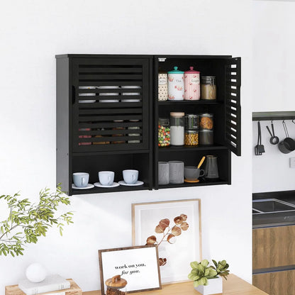 Bathroom Wall Cabinet, Medicine Cabinet Over The Toilet, Bamboo Hanging Storage Organizer with Single Door and Open Bottom Shelf, for Kitchen Living Room, Natural