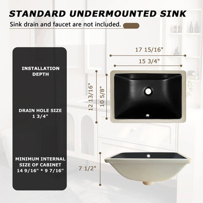DV-1U306B DeerValley Ursa Undermount Bathroom Sink 18" X 13" Rectangular Vitreous China with Overflow