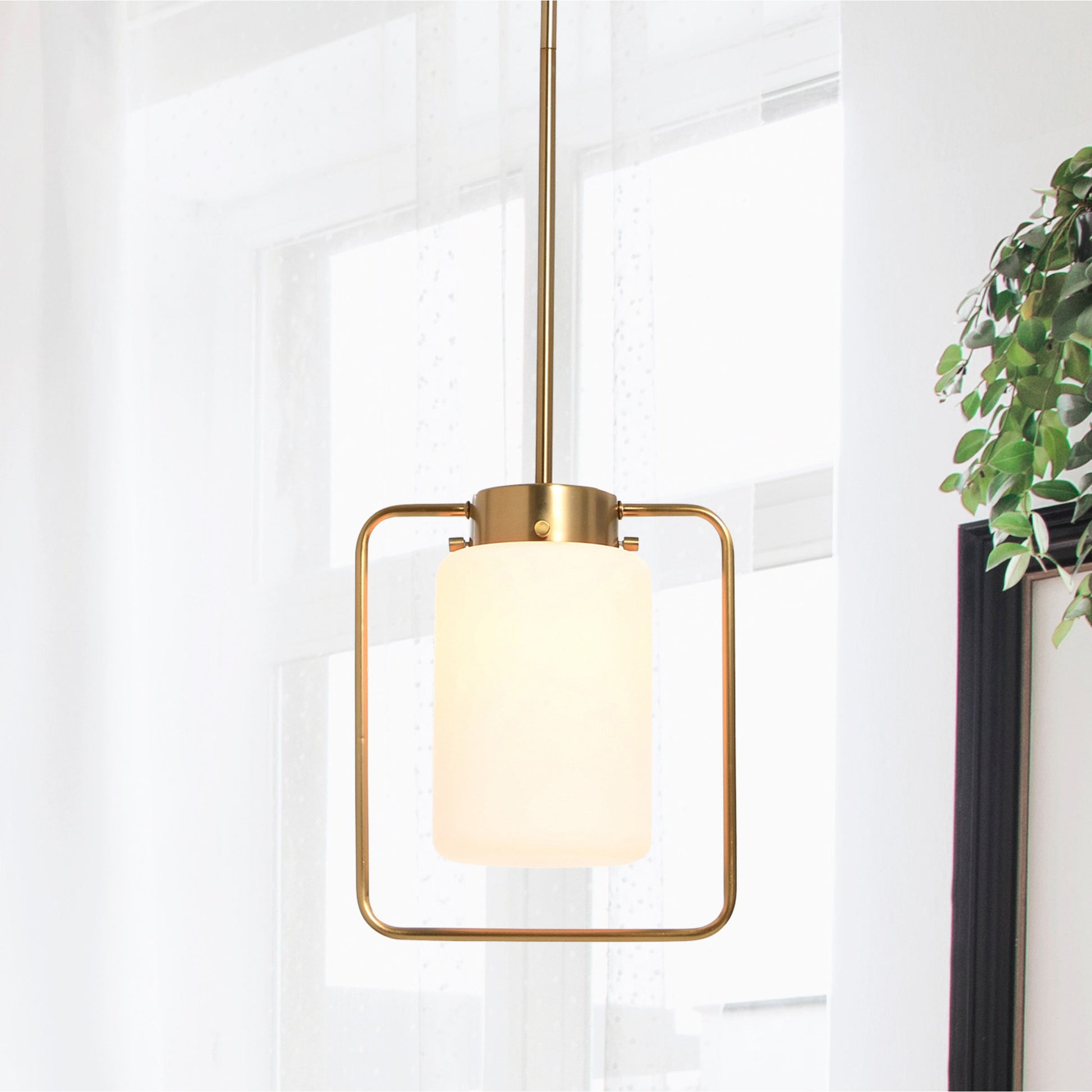 Creative Co-Op Robert Stevenson Lighting Ezra - Metal and Frosted Glass Convertible Flush Mount/Pendant Ceiling Light, Brushed Brass
