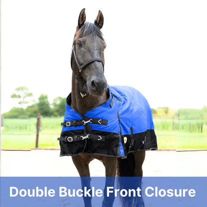 RESISTANCE Premium 1200D Waterproof Horse Turnout Blanket with 300g Polyfill & Adjustable Buckle Closure