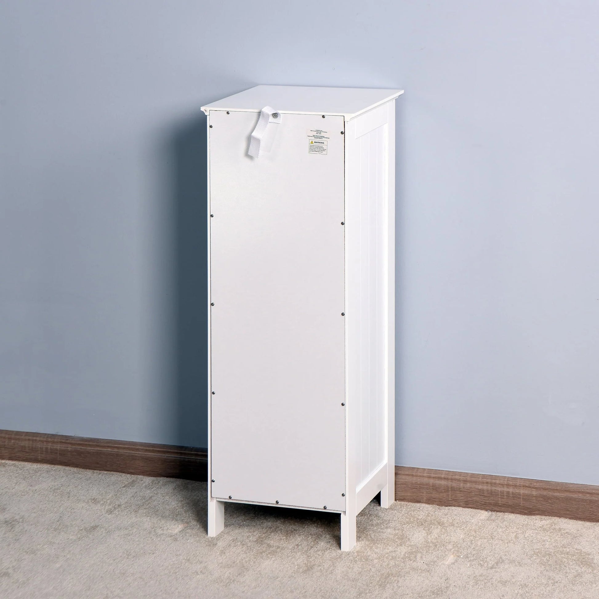 Sesslife Small Bathroom Floor Storage Cabinet, Free Standing Kitchen Cupboard Wooden Cabinet with 1 Door, White