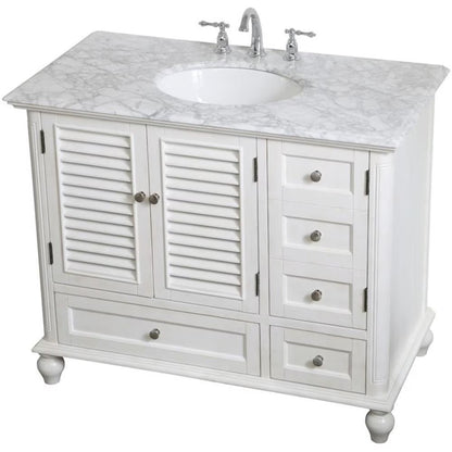 Elegant Decor Rhodes 42" Coastal Solid Wood Single Bathroom Vanity in Blue