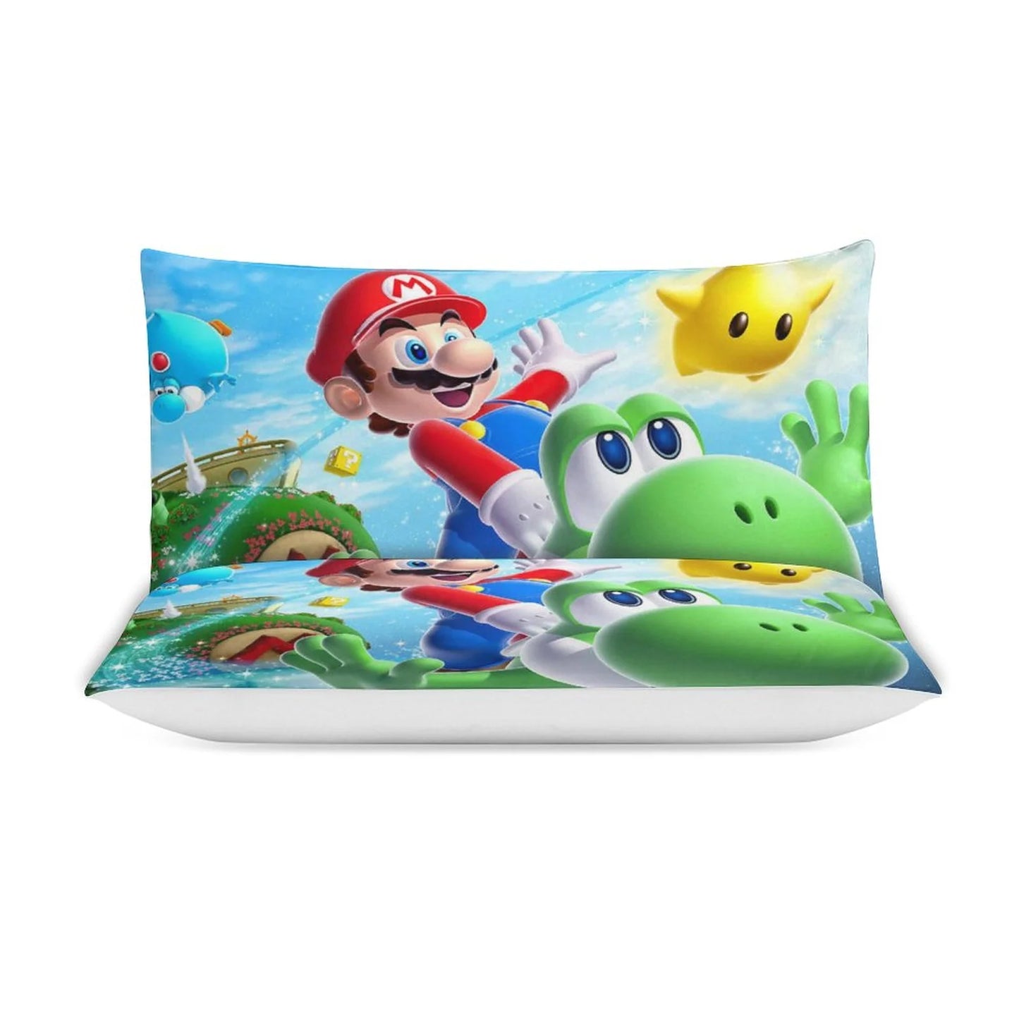 Super Mario Galaxy 3 Piece Bedding Sets Decor Comforter Sets With One Duvet Cover Two Pillow Shams