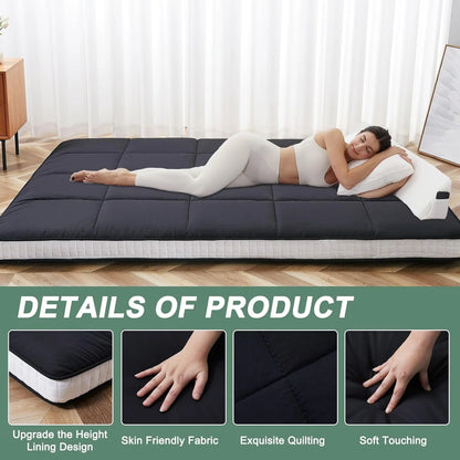 Lilypelle Japanese Floor Mattress Futon Mattress, Thicken Tatami Mat Sleeping Pad Mat Foldable Roll Up Mattress Boys Girls Dormitory Mattress Pad Kids Floor Lounger Bed and Sofas, Coffee, Full Size