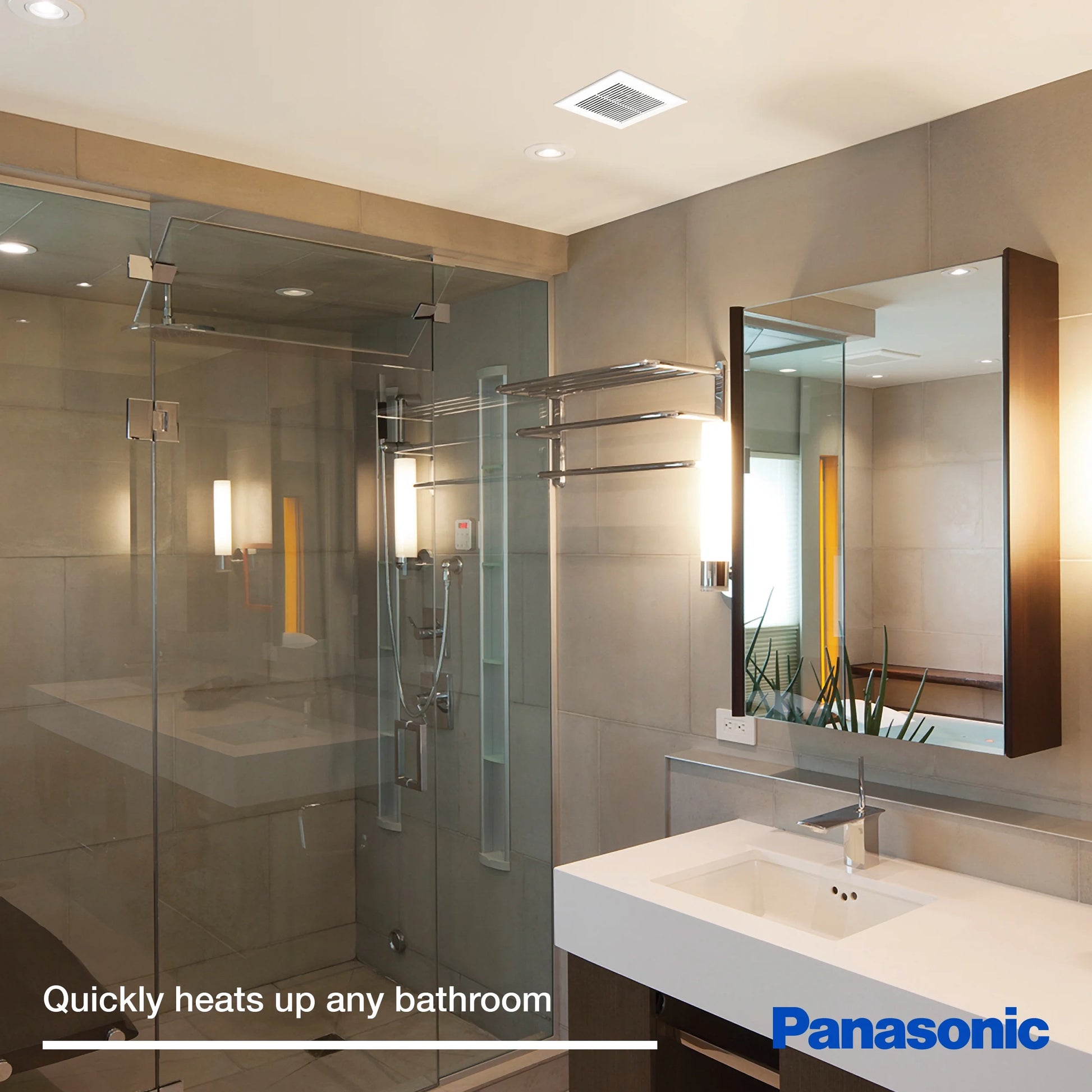Panasonic WhisperWarm DC 50-80-110 CFM Ceiling Bathroom Exhaust Fan with Heater