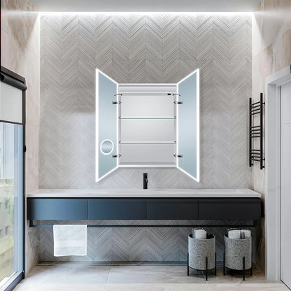 Dreamwerks 24"W x 32"H LED Bathroom Medicine Cabinet with Integrated Touch Switch and Magnifying Glass