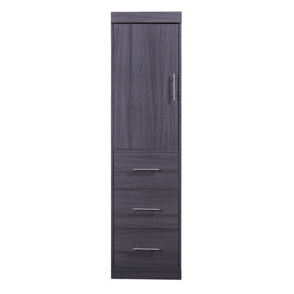 Euroco Wood Full Size Murphy Wall Bed with Wardrobe and Drawers for Living Room, Moveable Wardrobe and Drawers, Space-Saving & Easy Open and Close for Kids Teens Adults, Gray