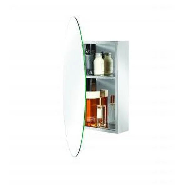 Croydex Tay Oval Stainless Steel Mirror Cabinet, Bathroom Medicine Cabinet (18x26in)