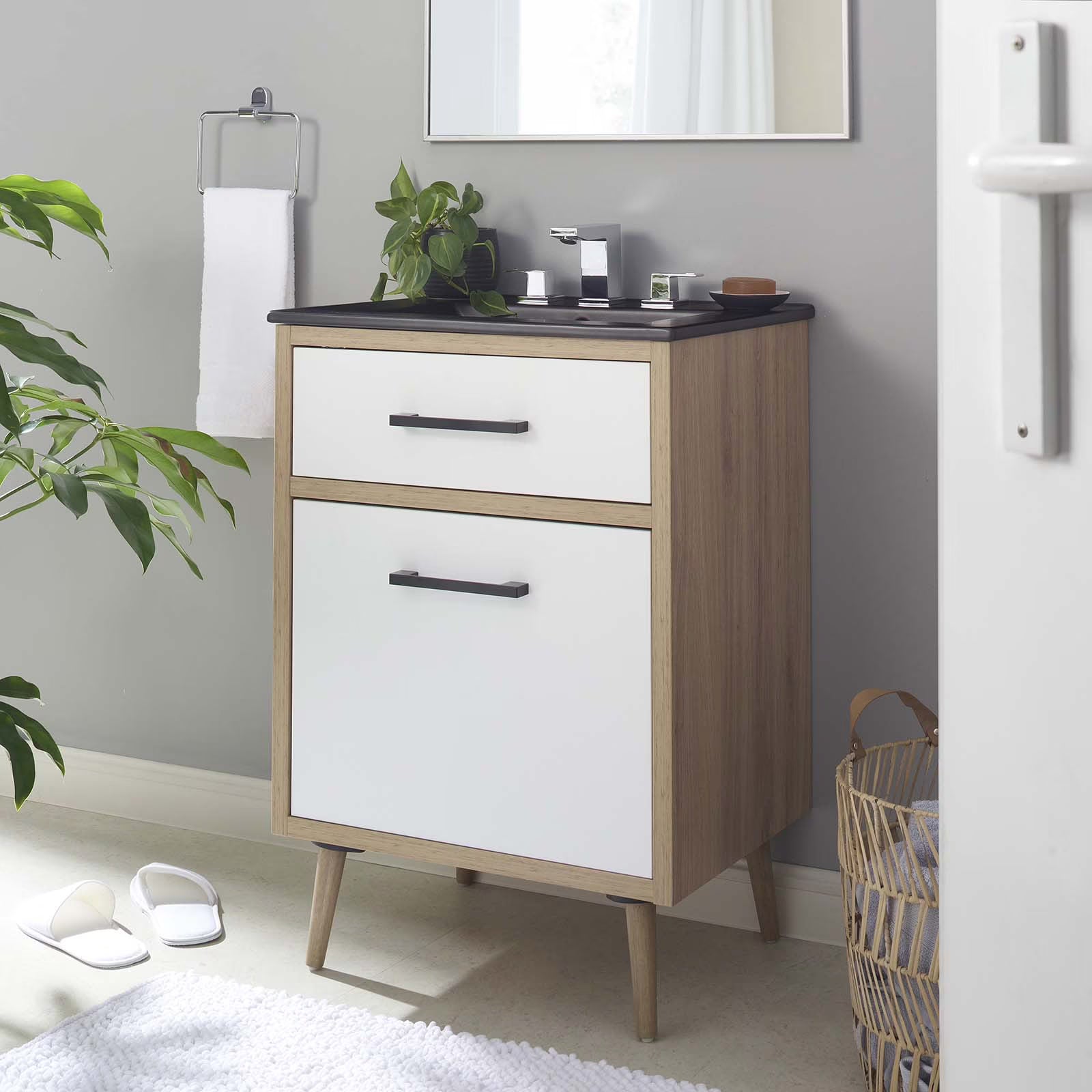 Modway Maverick 24" Bathroom Vanity in Black Oak