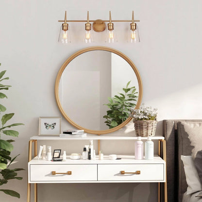 Modern 4/3/2-Light Farmhouse Linear Bathroom Vanity Lights Dimmable Wall Sconces with Clear Glass Shade L 20'' 3-light L20"x W6"x H 11.5" Painted 13
