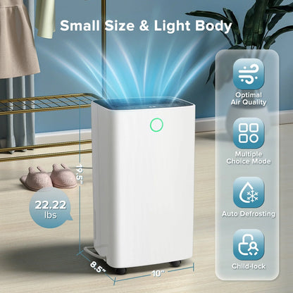 KISSAIR 30 Pint Dehumidifiers, 1000 Sq. Ft Dehumidifier with Drain Hose, 0.53 Gallon Water Tank, 3 Operation Modes, 24H Timer, Portable Dehumidifier for Basement/Bathroom/Laundry Room