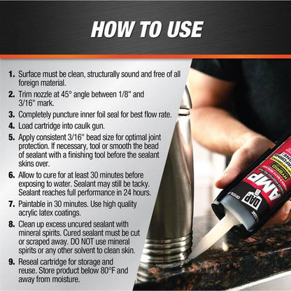 AMP Advanced Modified 9 oz. Crystal Clear Polymer Kitchen and Bathroom Sealant (12-Pack)