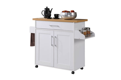 Hodedah Kitchen Cart with Spice Rack plus Towel Holder, Beech