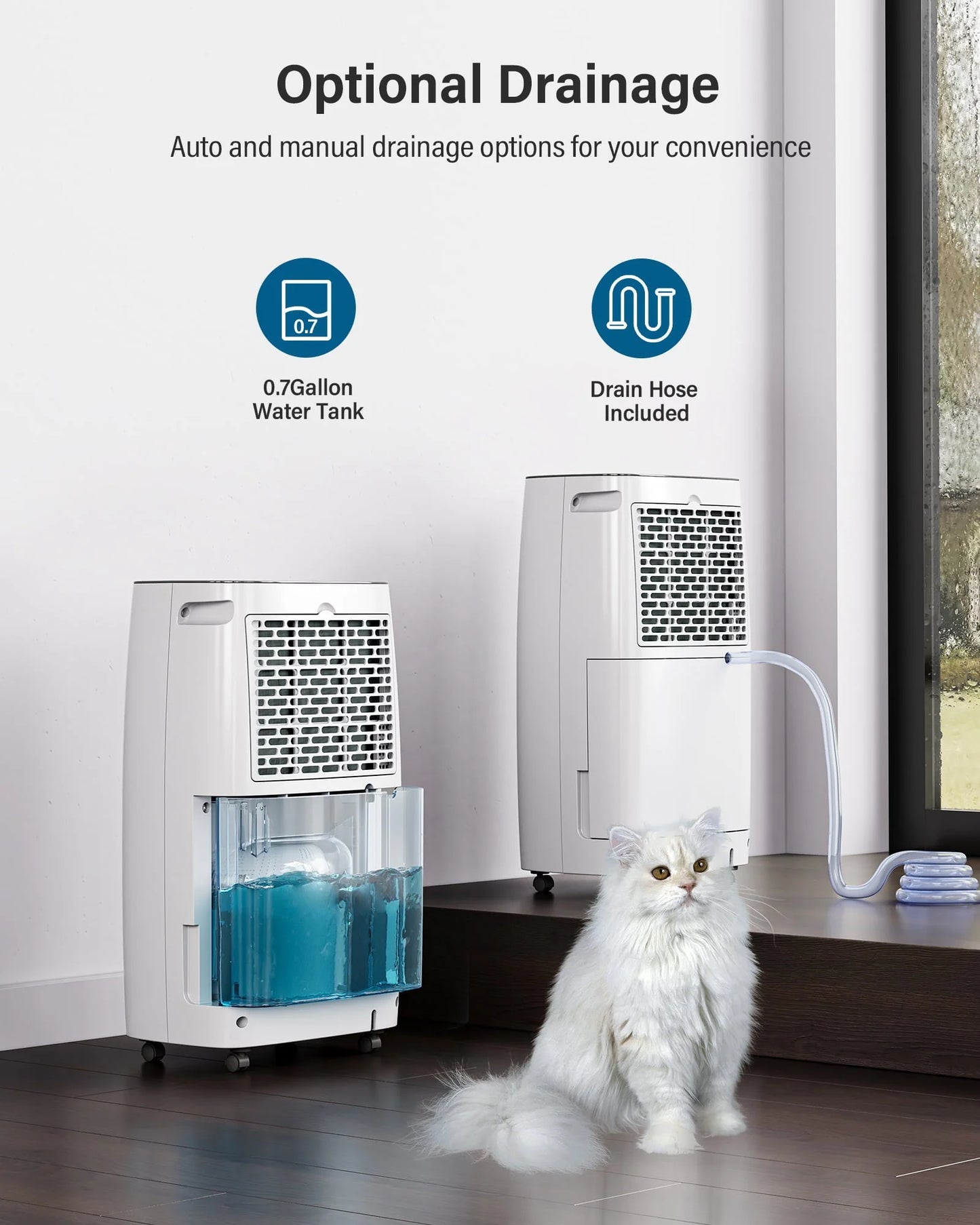 Dehumidifier 32 Pint for 2000 Sq. Ft, Auto Continuous Drain Remove Moisture, Quiet Dehumidifier With Child Lock for Bathroom Basements and Large Room