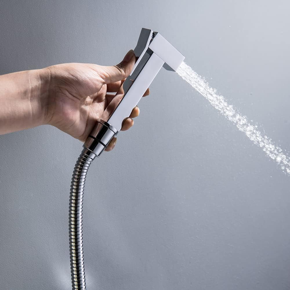 Hand Held Bidet Faucet for Toilet, Wall Warm Water Faucet Sprayer Kit with Hot and Cold Water Portable Single Handle Concealed Cloth Diaper Shower Attachment