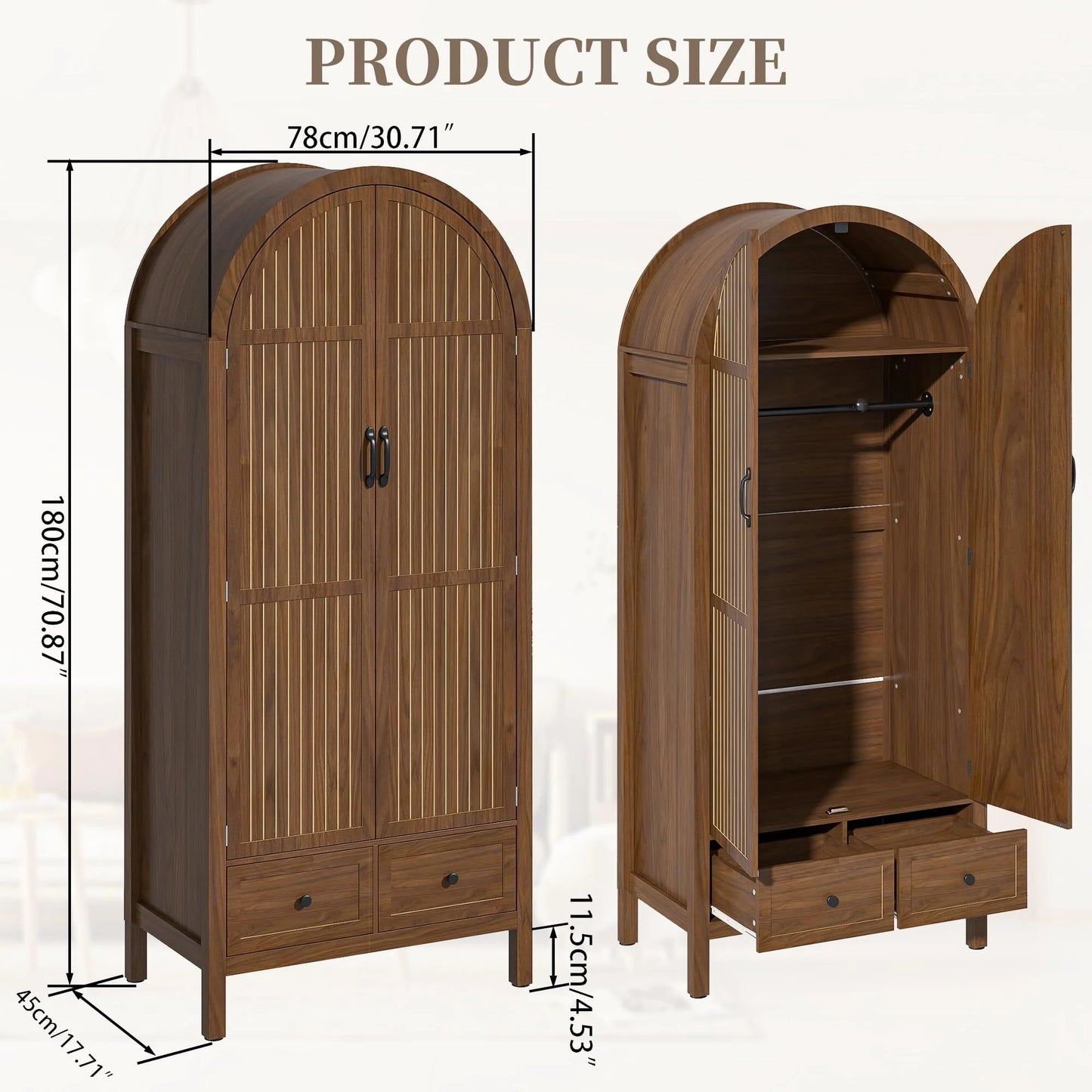 Armoire Wardrobe Closet, Bedroom Armoire with Drawers, Wood Wardrobe Storage Cabinets