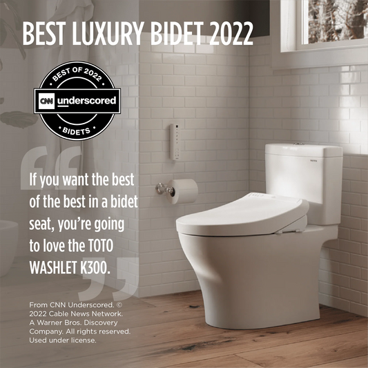 TOTO WASHLET K300 Electronic Bidet Toilet Seat with Instantaneous Water Heating, PREMIST and EWATER+ Wand Cleaning, Elongated, Cotton White - SW3036R#01