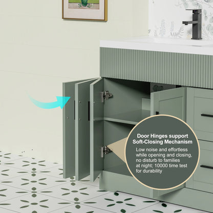 72" Freestanding Double Sink Bathroom Vanity Set With Resin Top, Hand-Painted, EPA Certificate