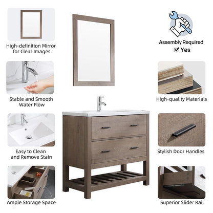 Wonline 32" PB Board Bathroom Vanity with Undermount Sink& Mirror