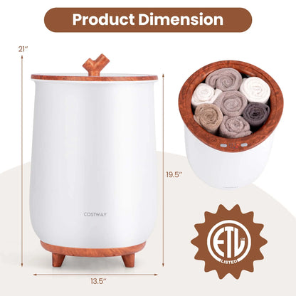 Costway 23L Bathroom Towel Warmer Bucket 4 Timer with Fragrance Holder & 3-Level Heating Brown