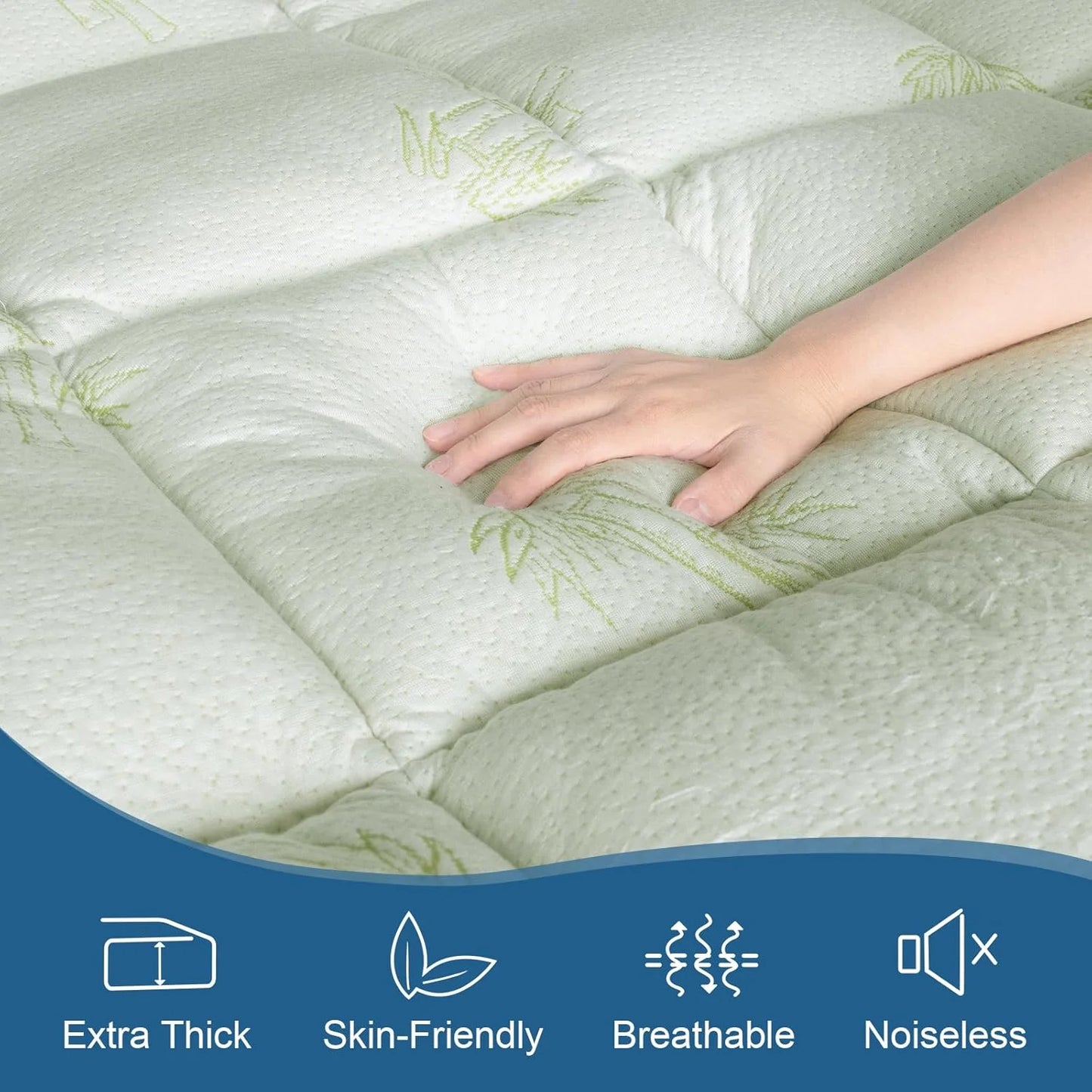 Dual Layer Cooling Mattress Topper Queen Size Memory Foam, 4.5 Inch Pillow Top Mattress Topper (2.7" Extra Thick Soft Plush Mattress Pad &1.8" Gel and Firm Foam for Back Pain)