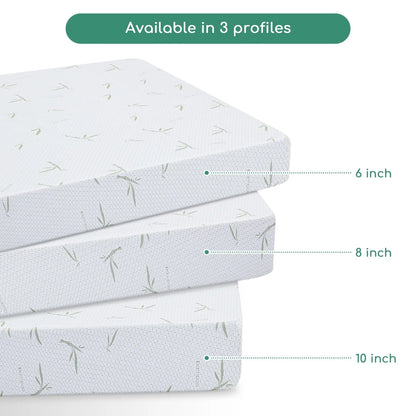 6 inch Twin Memory Foam Mattress with Bamboo Cover, CertiPUR-US Certified, Mattress in a Box