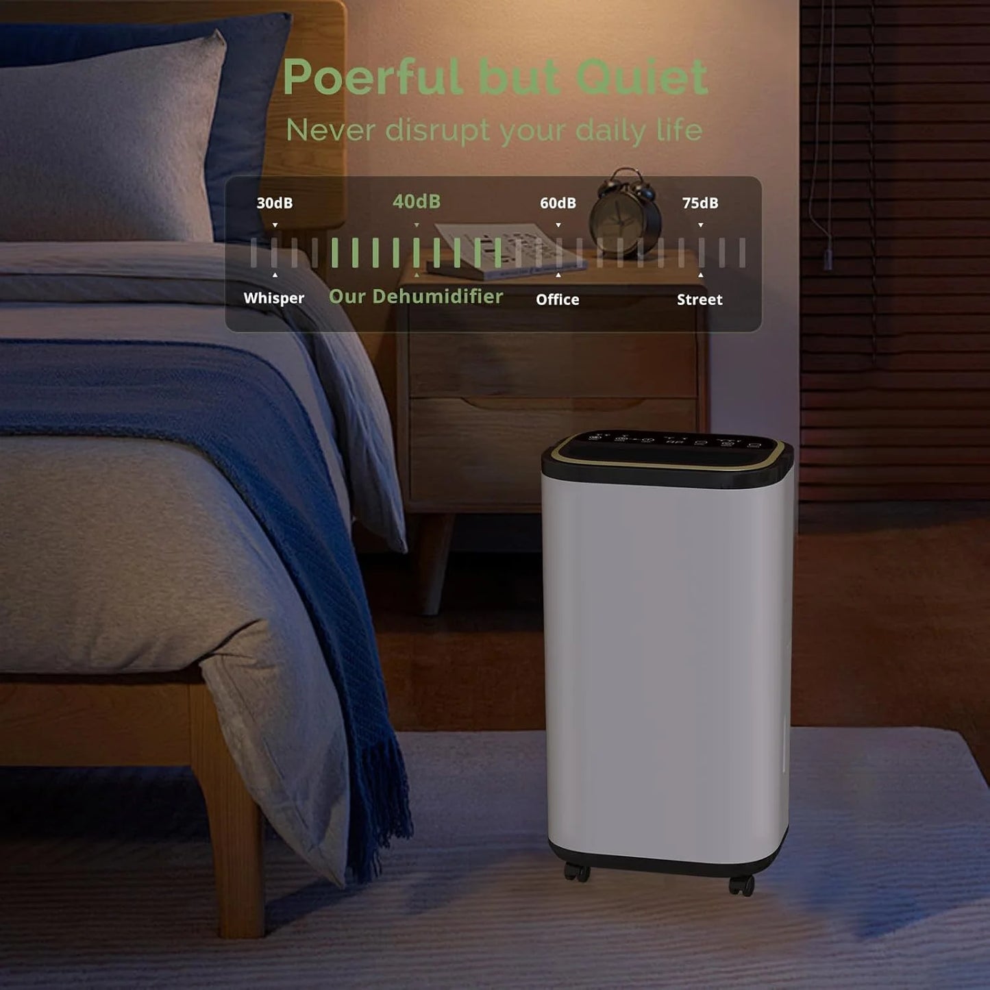 Dehumidifier with Drain Hose for Auto or Manual Drainage, 2000 Sq.Ft Energy Star Dehumidifiers for Basement Home Bedroom Large Room Bathroom, 30 Pints Dehumidification Capacity