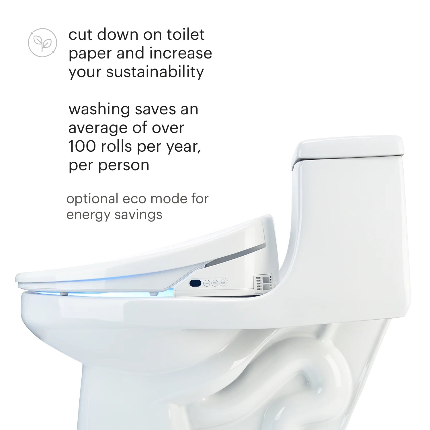 Brondell Bidet Toilet Seat S1400, Smart Toilet Seat, Dual Stainless-Steel, Self-Cleaning Nozzle With Clean Plus Technology, Endless Warm Water Bidet, Warm Air Dryer-Nightlight, Heated Seat, Elongated