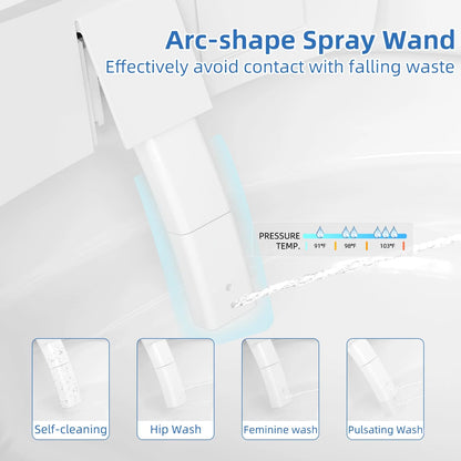 TROPOW Smart Toilet, Auto Flush Smart Toilet, Modern Toilet for Bathroom, Elongated Smart Tankless Toilet with Heated Seat, Foot Sensor Operation, Automatic Flush, LED lights, White