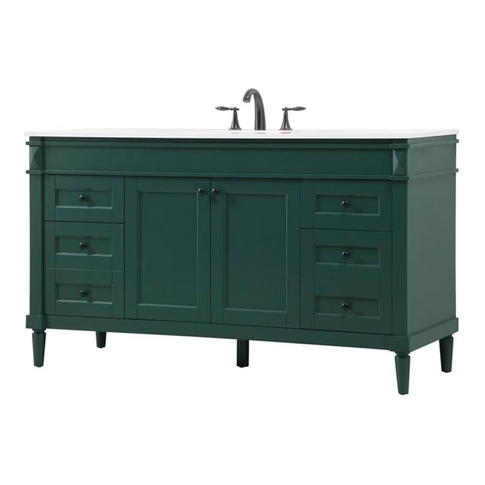 Elegant Kitchen and Bath 60 Inch Double Bathroom Vanity In Green