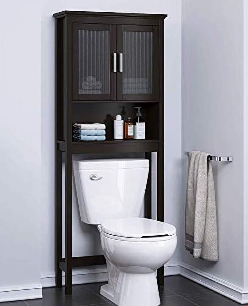 Spirich Bathroom Cabinets over the Toilet Shelf, Freestanding Space Saver Organizer with Tempered Glass for Bathroom White