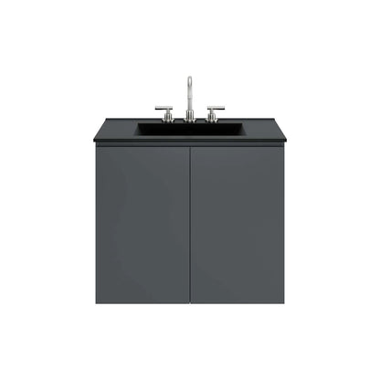 Sink Vanity Cabinet, Wall Mount, Grey Gray Black, Ceramic, Melamine, Modern Contemporary, Hotel Bedroom Bathroom Master Suite Guest