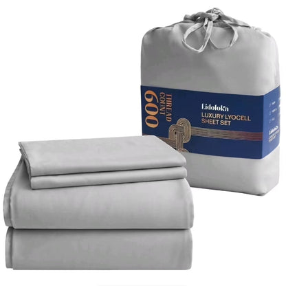 Lidoloka Luxury Lyocell Bed Sheets Set 4Pcs Queen Size for Adult,Cool& Soft,16" Deep Pocket,White