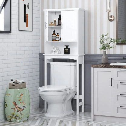 Spirich Home Over The Toilet Storage Cabinet, Bathroom Shelf Over Toilet, Bathroom Organizer Space Saver, White