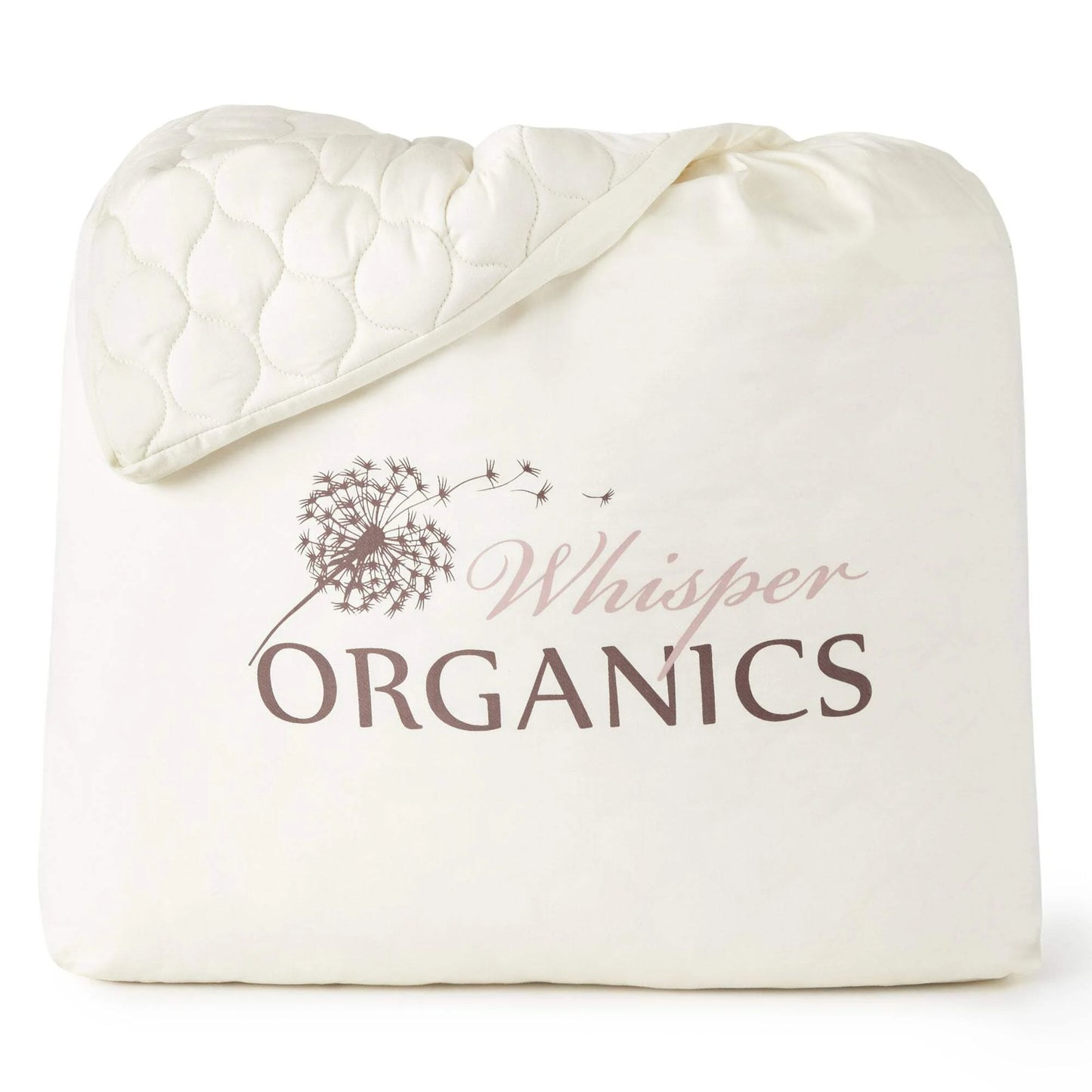 Whisper Organics 100% Cotton Organic Mattress Protector, 300TC Mattress Pad, Queen size, Ivory