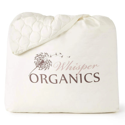 Whisper Organics 100% Cotton Organic Mattress Protector, 300TC Mattress Pad, Queen size, Ivory