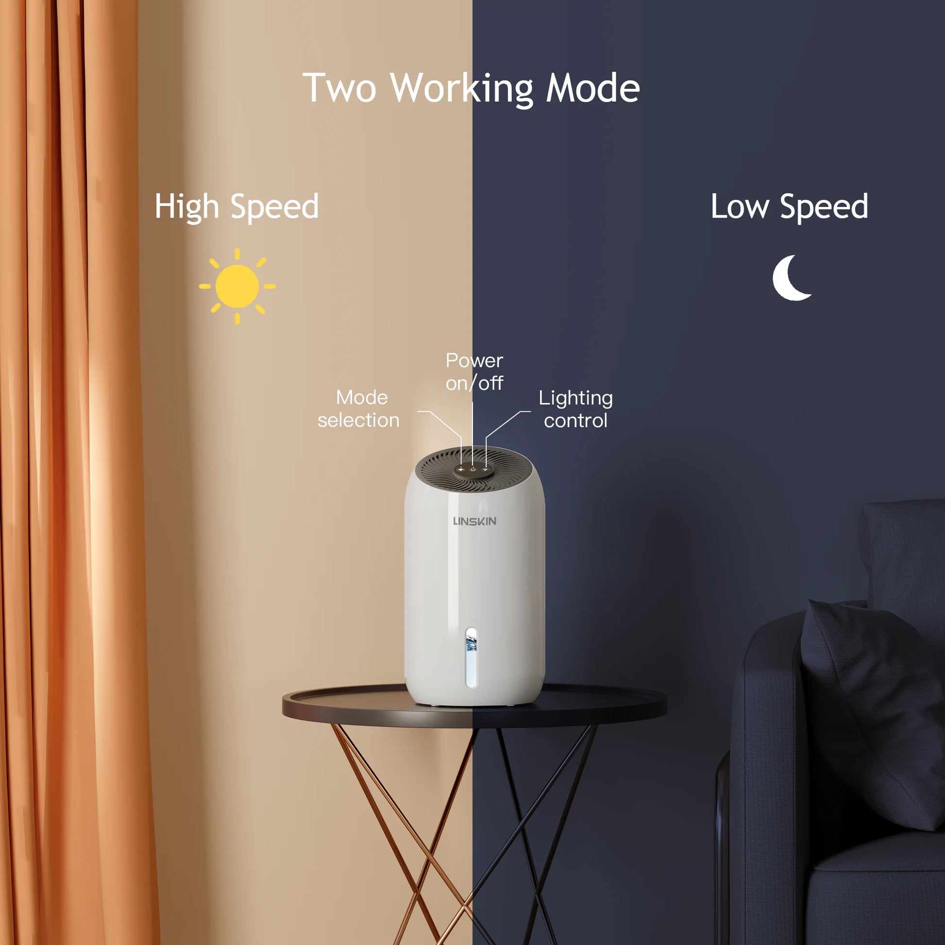 Dehumidifiers, Linskin 720 Sq. Ft. Dehumidifier for Home and Basement, 57oz(1700ml) Quiet Dehumidifiers with Drain Hose, 2 Working Modes, Auto Shut Off - Small Dehumidifier for Bathroom, Bedroom, RV