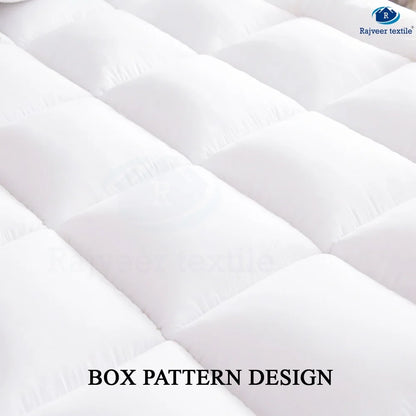 Twin Size- 1 Piece 800 GSM Down Alternative 3 Inch Thick Upto 15" Deep Pocket Fitted Mattress Topper Protector Extra Soft Comfortable Sleep for All Season- Twin(39X75 Inche), White
