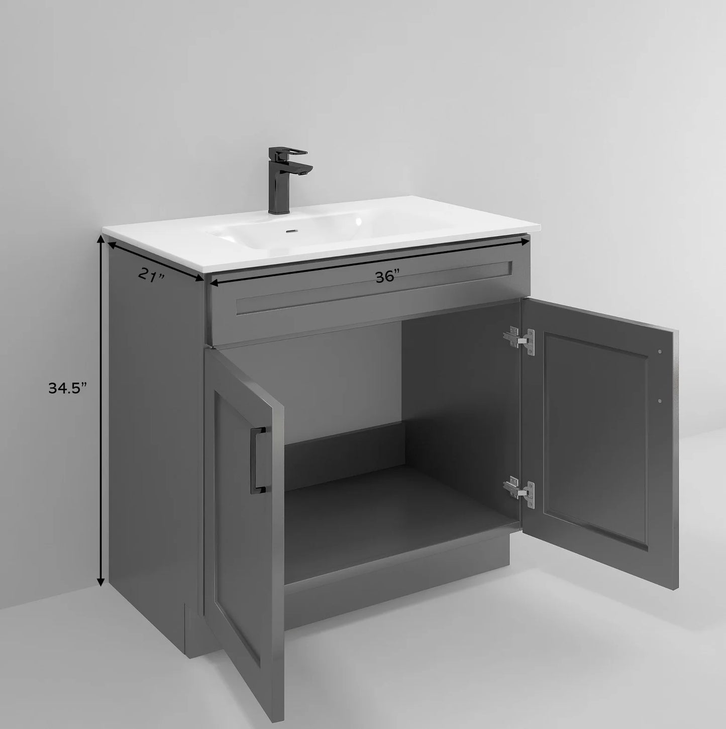 Sink Base Bathroom Vanity Ready-to-Assemble Bathroom Cabinet 36" Width in Grey Shaker