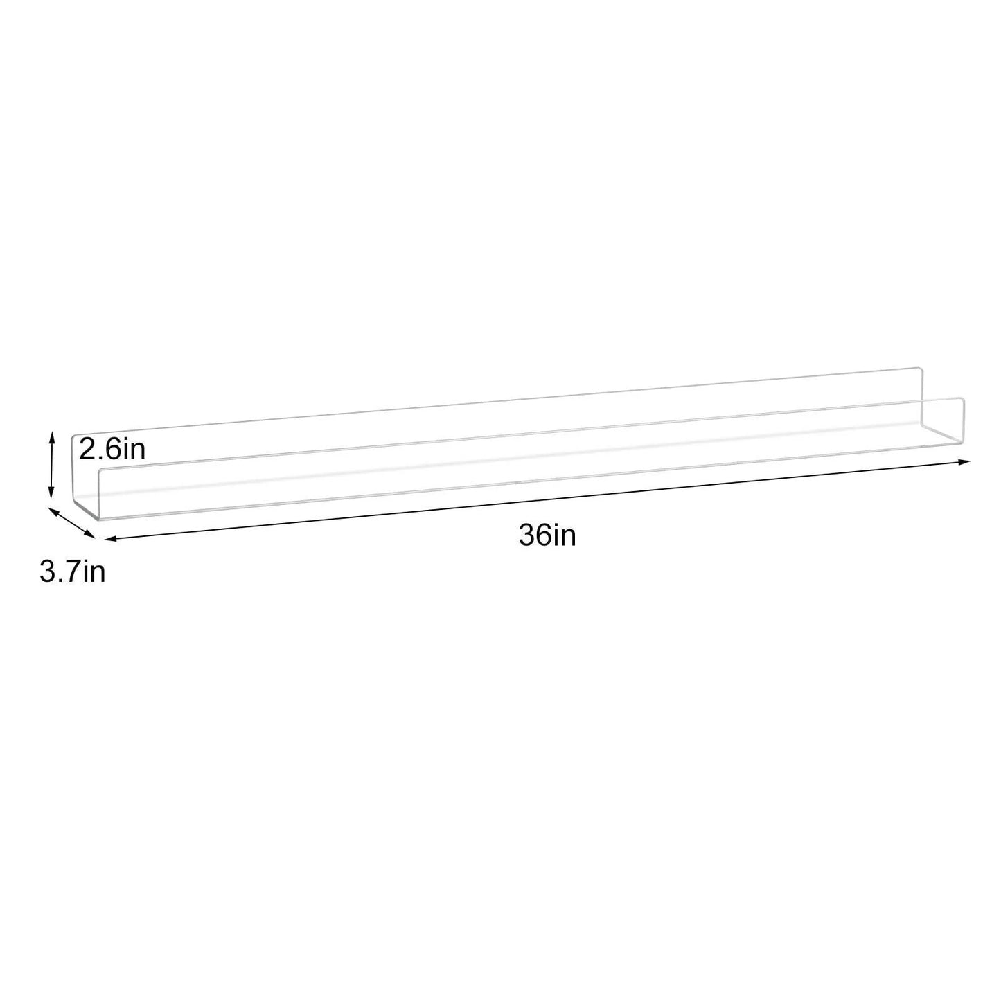 NIUBEE 2 -Packs Kids Acrylic Floating Bookshelf 36 Inch, Christmas Decor, Clear Bathroom Wall Floating Shelves, Invisible Wall Bookshelves Ledge Book Shelf, 50% Thicker with Free Screwdriver