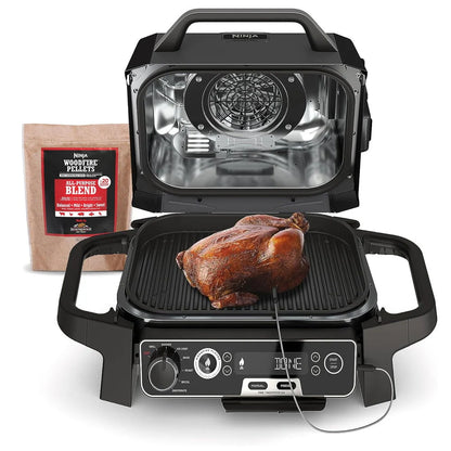 Ninja OG751BRN Woodfire Pro Outdoor Grill and Smoker with Temperature Probe (Renewed)